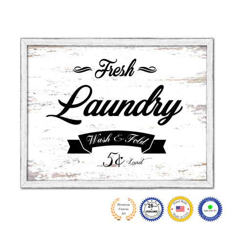 Fresh Laundry Vintage Sign Gifts Home Decor Wall Art Canvas Print with Custom Picture Frame