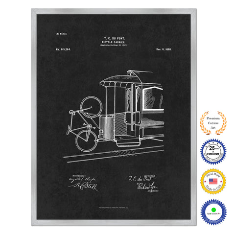 1898 Bicycle Carrier Old Patent Art Print on Canvas Custom Framed Vintage Home Decor Wall Decoration Great for Gifts
