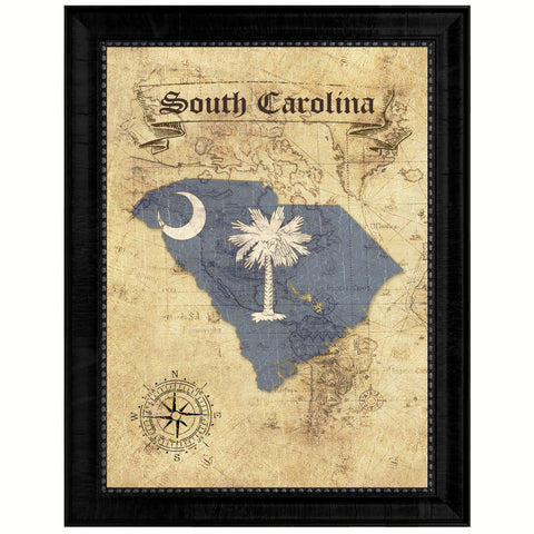 South Carolina Vintage History Flag Canvas Print, Picture Frame Gift Ideas Home Décor Wall Art Decoration