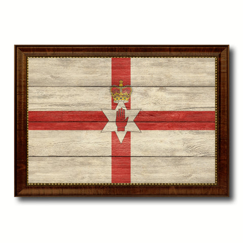 North Irish Ulster City Northern Ireland Country Texture Flag Canvas Print Brown Picture Frame