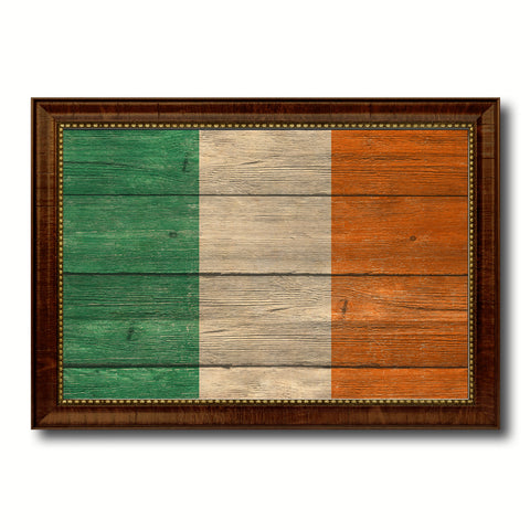 Ireland Country Flag Texture Canvas Print with Brown Custom Picture Frame Home Decor Gift Ideas Wall Art Decoration