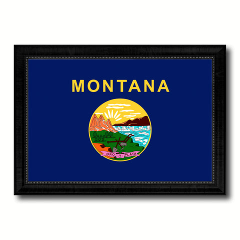 Montana State Flag Canvas Print with Custom Black Picture Frame Home Decor Wall Art Decoration Gifts