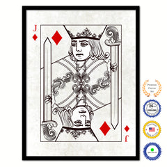 Jack Diamond Poker Decks of Vintage Cards Print on Canvas Black Custom Framed