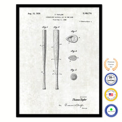 1939 Streamlined Baseball Bat Old Patent Art Print on Canvas Custom Framed Vintage Home Decor Wall Decoration Great for Gifts