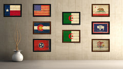 Algeria Country Flag Vintage Canvas Print with Brown Picture Frame Home Decor Gifts Wall Art Decoration Artwork