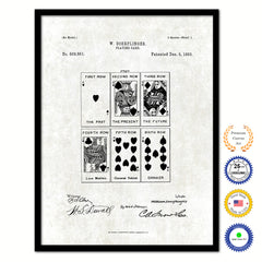 1893 Face Poker Game Old Patent Art Print on Canvas Custom Framed Vintage Home Decor Wall Decoration Great for Gifts