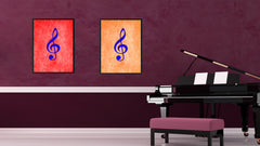 Treble Music Orange Canvas Print Pictures Frames Office Home Décor Wall Art Gifts