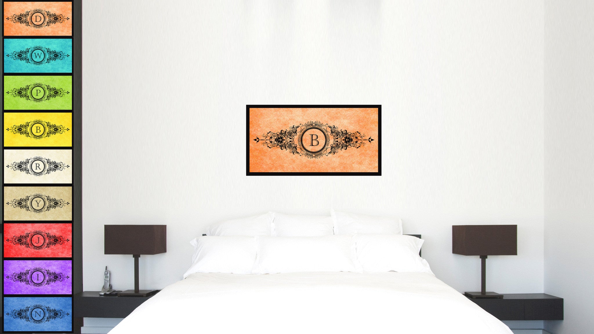 Alphabet Letter B Orange Canvas Print Black Frame Kids Bedroom Wall Décor Home Art