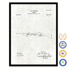 1915 Shotgun Firearm Old Patent Art Print on Canvas Custom Framed Vintage Home Decor Wall Decoration Great for Gifts