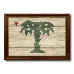 South Carolina Palmetto Guard Military Flag Texture Canvas Print with Brown Picture Frame Home Decor Wall Art Gifts