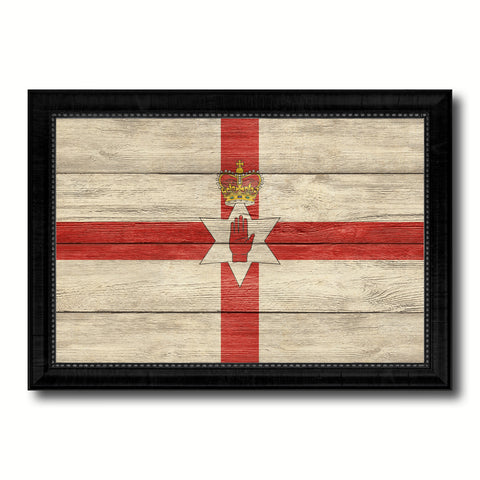 North Irish Ulster City Northern Ireland Country Texture Flag Canvas Print Black Picture Frame