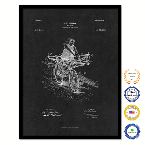 1900 Bicycle Old Patent Art Print on Canvas Custom Framed Vintage Home Decor Wall Decoration Great for Gifts