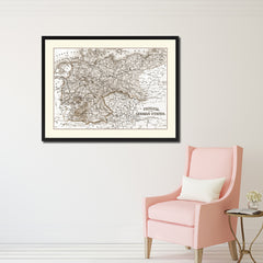 Prussia Germany Vintage Sepia Map Canvas Print, Picture Frame Gifts Home Decor Wall Art Decoration