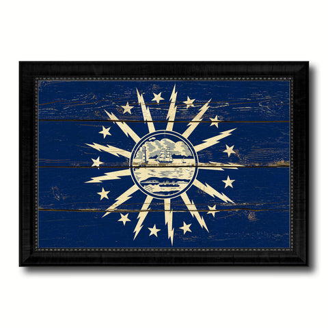 Conch Republic Key West City Florida State Flag Canvas Print Brown Picture Frame