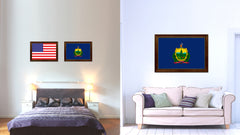 Virginia State Flag Canvas Print with Custom Brown Picture Frame Home Decor Wall Art Decoration Gifts