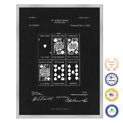 1893 Face Poker Game Old Patent Art Print on Canvas Custom Framed Vintage Home Decor Wall Decoration Great for Gifts