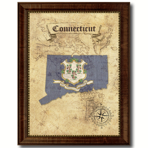 Connecticut State Vintage Map Home Decor Wall Art Office Decoration Gift Ideas