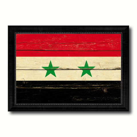 Syria Country Flag Vintage Canvas Print with Black Picture Frame Home Decor Gifts Wall Art Decoration Artwork