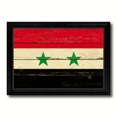 Syria Country Flag Vintage Canvas Print with Black Picture Frame Home Decor Gifts Wall Art Decoration Artwork