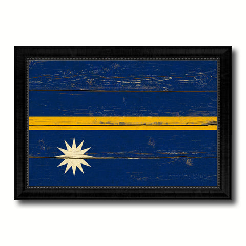 Nauru Country Flag Vintage Canvas Print with Black Picture Frame Home Decor Gifts Wall Art Decoration Artwork