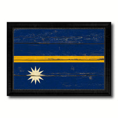 Nauru Country Flag Vintage Canvas Print with Black Picture Frame Home Decor Gifts Wall Art Decoration Artwork