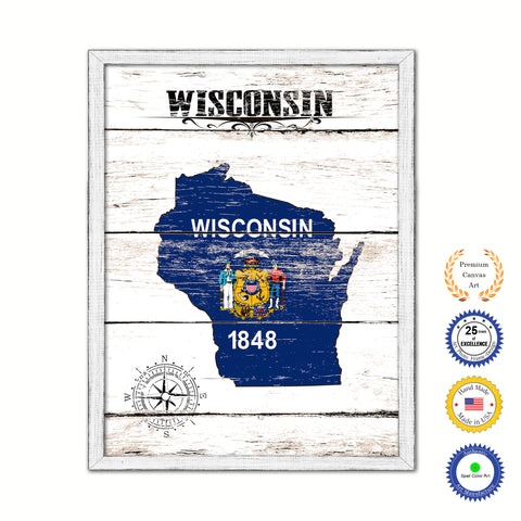 Wisconsin State Flag Gifts Home Decor Wall Art Canvas Print Picture Frames