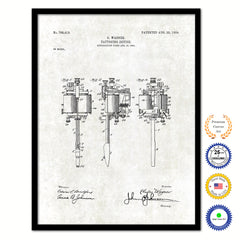 1904 Electric Tattooing Device Old Patent Art Print on Canvas Custom Framed Vintage Home Decor Wall Decoration Great for Gifts