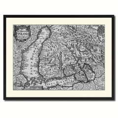 Finland Centuries Vintage B&W Map Canvas Print, Picture Frame Home Decor Wall Art Gift Ideas