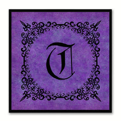 Alphabet T Purple Canvas Print Black Frame Kids Bedroom Wall Décor Home Art