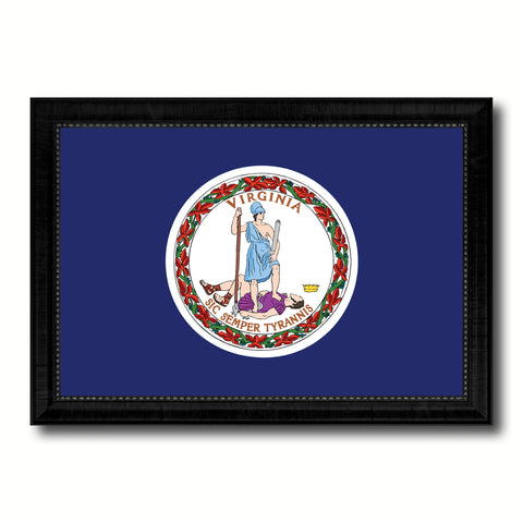 Virginia State Flag Texture Canvas Print with Black Picture Frame Home Decor Man Cave Wall Art Collectible Decoration Artwork Gifts