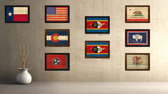 Swaziland Country Flag Vintage Canvas Print with Black Picture Frame Home Decor Gifts Wall Art Decoration Artwork