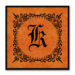 Alphabet K Orange Canvas Print Black Frame Kids Bedroom Wall Décor Home Art