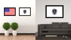 Massachusetts State Flag Canvas Print with Custom Black Picture Frame Home Decor Wall Art Decoration Gifts