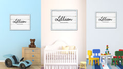 Lillian Name Plate White Wash Wood Frame Canvas Print Boutique Cottage Decor Shabby Chic