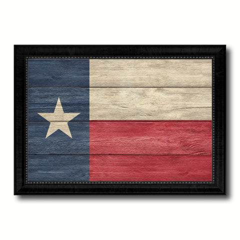 Texas State Flag Vintage Canvas Print with Black Picture Frame Home DecorWall Art Collectible Decoration Artwork Gifts