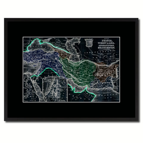 Persia Iraq Iran Afghanistan Vintage Vivid Color Map Canvas Print, Picture Frame Home Decor Wall Art Office Decoration Gift Ideas