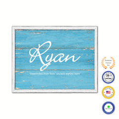 Ryan Name Plate White Wash Wood Frame Canvas Print Boutique Cottage Decor Shabby Chic
