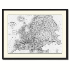 Europe Geological Vintage B&W Map Canvas Print, Picture Frame Home Decor Wall Art Gift Ideas