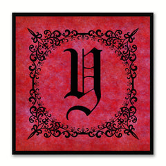 Alphabet Y Red Canvas Print Black Frame Kids Bedroom Wall Décor Home Art