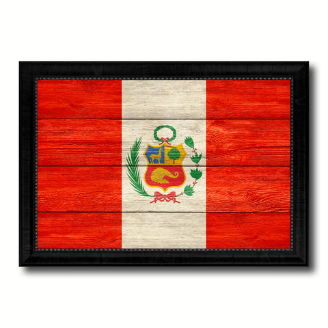 Peru Country Flag Texture Canvas Print with Black Picture Frame Home Decor Wall Art Decoration Collection Gift Ideas