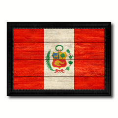 Peru Country Flag Texture Canvas Print with Black Picture Frame Home Decor Wall Art Decoration Collection Gift Ideas