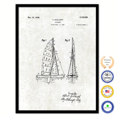 1983 Sailboat Old Patent Art Print on Canvas Custom Framed Vintage Home Decor Wall Decoration Great for Gifts