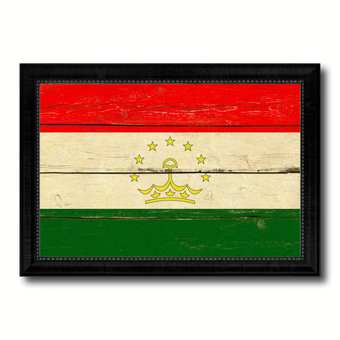Tajikistan Country Flag Vintage Canvas Print with Black Picture Frame Home Decor Gifts Wall Art Decoration Artwork