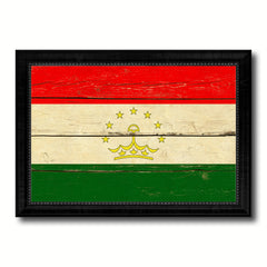 Tajikistan Country Flag Vintage Canvas Print with Black Picture Frame Home Decor Gifts Wall Art Decoration Artwork
