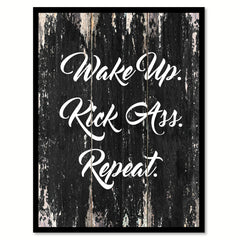 Wake up kick ass repeat Quote Saying Canvas Print with Picture Frame Home Decor Wall Art