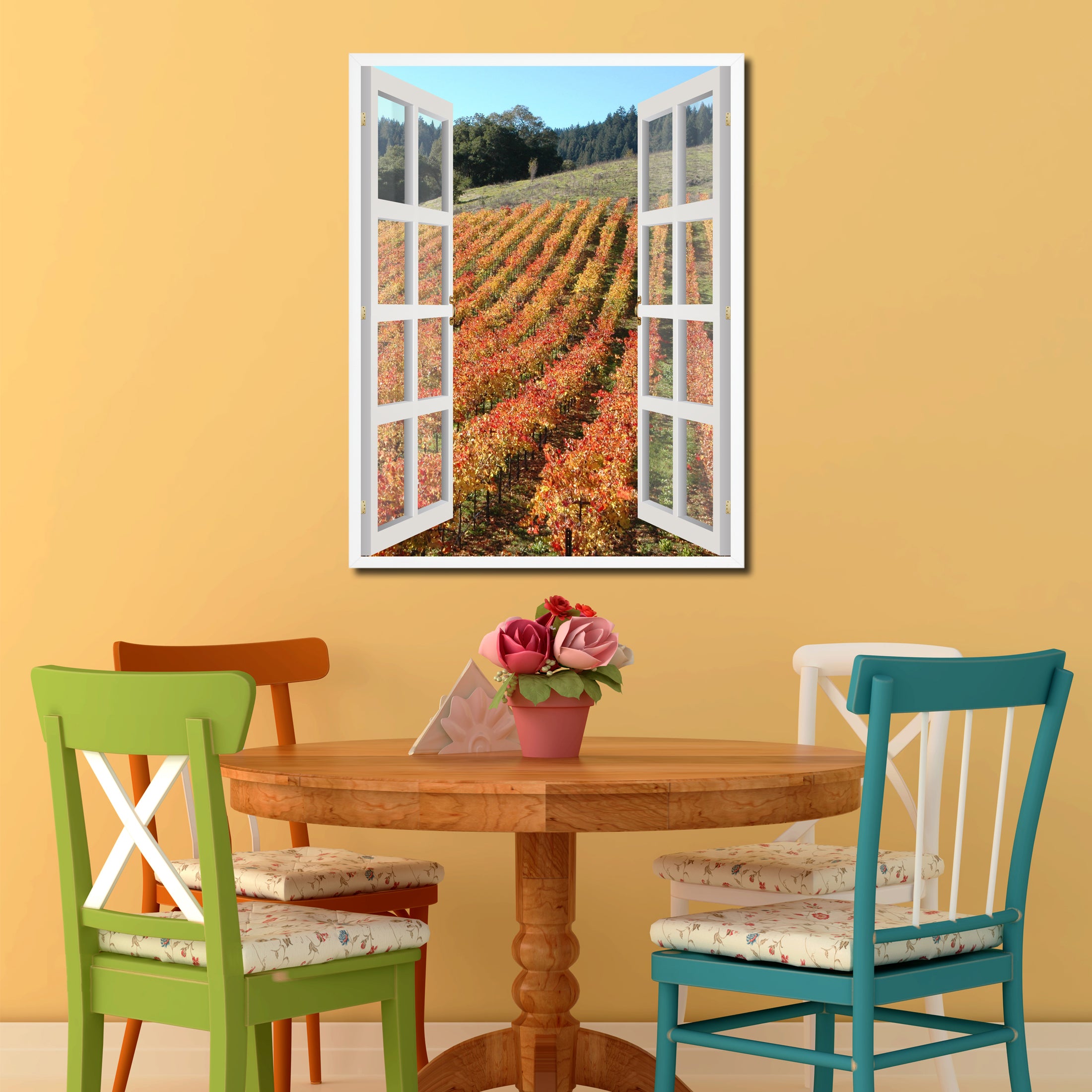 Wine Vineyards Sonoma California Picture French Window Canvas Print with Frame Gifts Home Decor Wall Art Collection