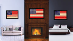 USA Country Flag Vintage Canvas Print with Black Picture Frame Home Decor Gifts Wall Art Decoration Artwork