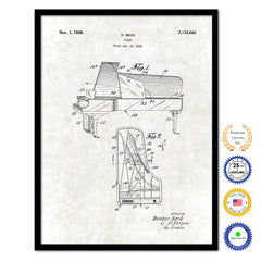 1938 Piano Old Patent Art Print on Canvas Custom Framed Vintage Home Decor Wall Decoration Great for Gifts