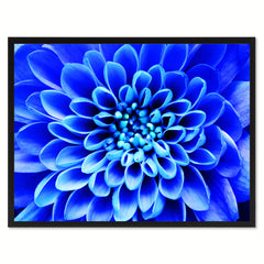 Blue Chrysanthemum Flower Framed Canvas Print Home Décor Wall Art