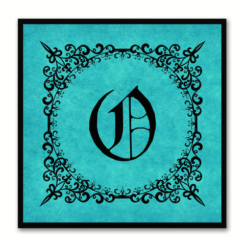 Alphabet O Aqua Canvas Print Black Frame Kids Bedroom Wall Décor Home Art